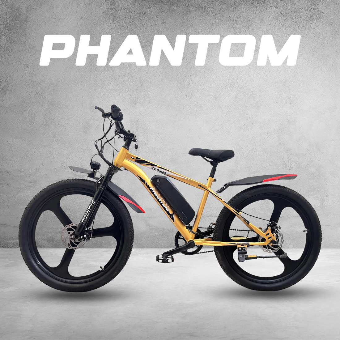SS Bikes Phantom – 250W Motor | Up to 75 km Range | 36V Battery | Dual Disc Brakes