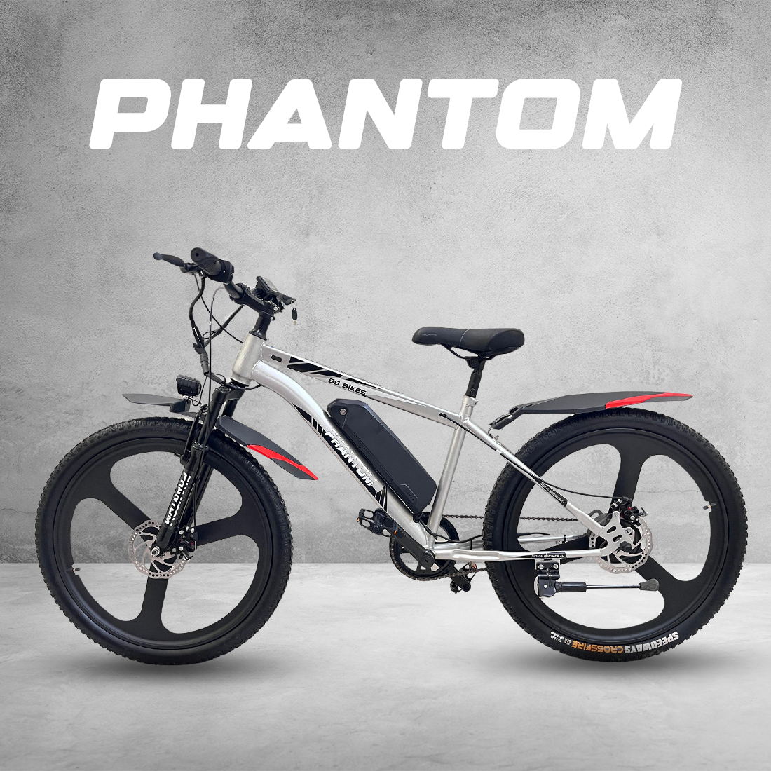 SS Bikes Phantom – 250W Motor | Up to 75 km Range | 36V Battery | Dual Disc Brakes