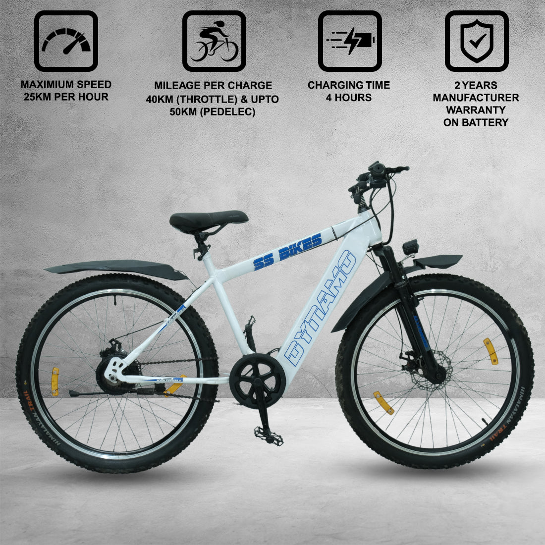 SS Bikes Dynamo – 250W Motor | 55+ km Throttle Range | 36V Battery | Dual Disc Brakes