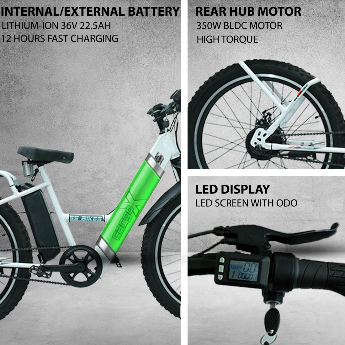 SS Bikes CargoX – 350W Motor | 50-115+ km Range | 36V Battery | Ideal for Delivery