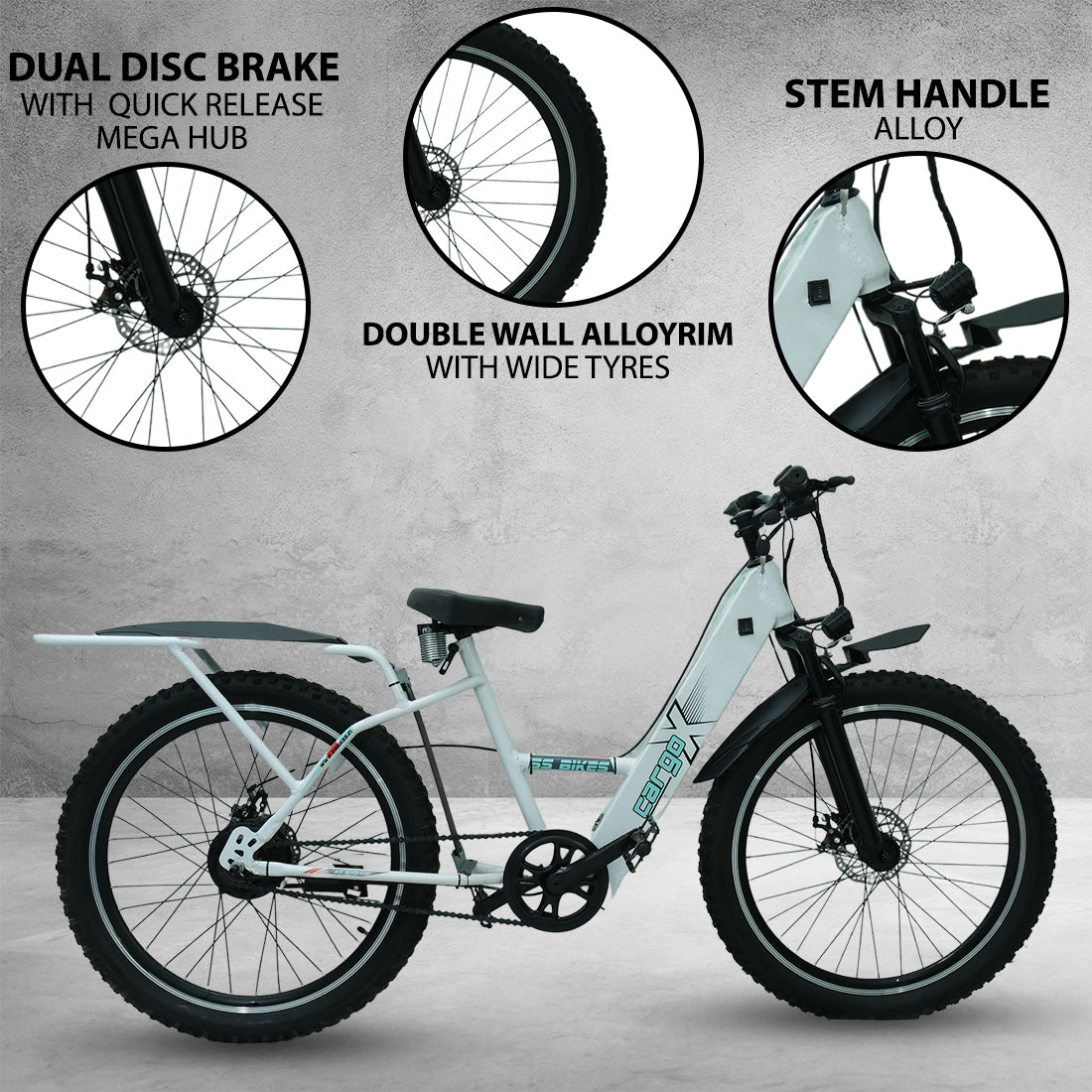 SS Bikes CargoX – 350W Motor | 50-115+ km Range | 36V Battery | Ideal for Delivery