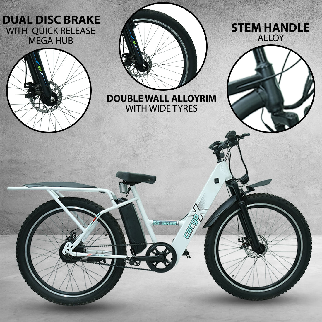 SS Bikes CargoX – 350W Motor | 50-115+ km Range | 36V Battery | Ideal for Delivery
