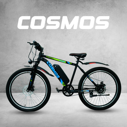 SS Bikes Cosmos Classic Electric Bicycle for Adults | 250W BLDC Motor, 36V/5.8Ah Battery, Upto 50 Km Range, Dual Disc Brakes, MTB-Style Unisex Frame, 26- Inch Tyres E-Bike for Men & Women