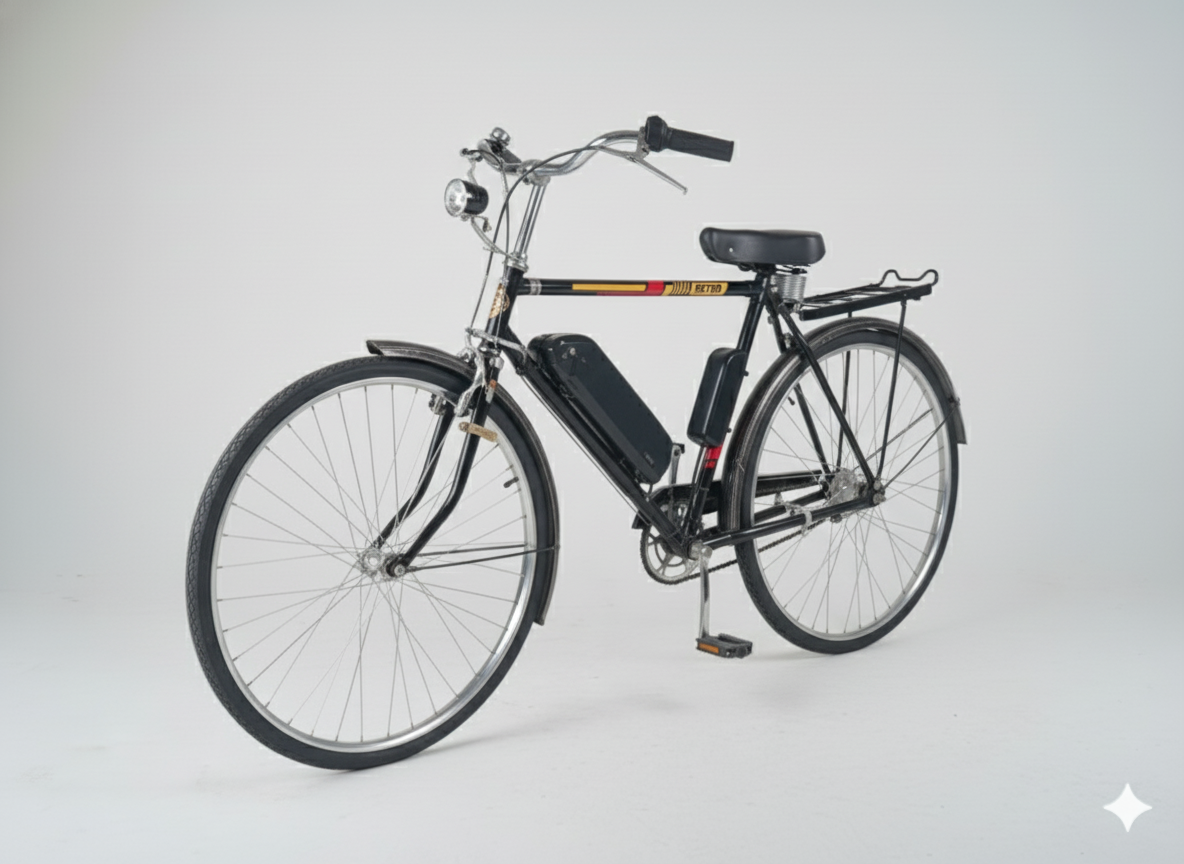 SS Bikes Retro Electric Bicycle for Adults | 36V 12.5Ah Lithium Battery | 70+ km Range | 26 km/hr Top Speed | Pedal Assist + Throttle | Lightweight Steel Frame | Daily Commuter Hybrid E-Cycle