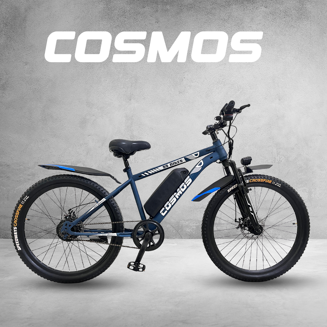 SS Bikes Cosmos Classic Electric Bicycle for Adults | 250W BLDC Motor, 36V/5.8Ah Battery, 20+ Km Range, Dual Disc Brakes, MTB-Style Unisex Frame, 26- Inch Tyres E-Bike for Men & Women