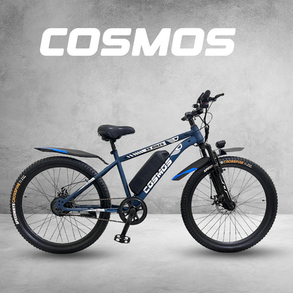 SS Bikes Cosmos Classic Electric Bicycle for Adults | 250W BLDC Motor, 36V/5.8Ah Battery, Upto 50 Km Range, Dual Disc Brakes, MTB-Style Unisex Frame, 26- Inch Tyres E-Bike for Men & Women