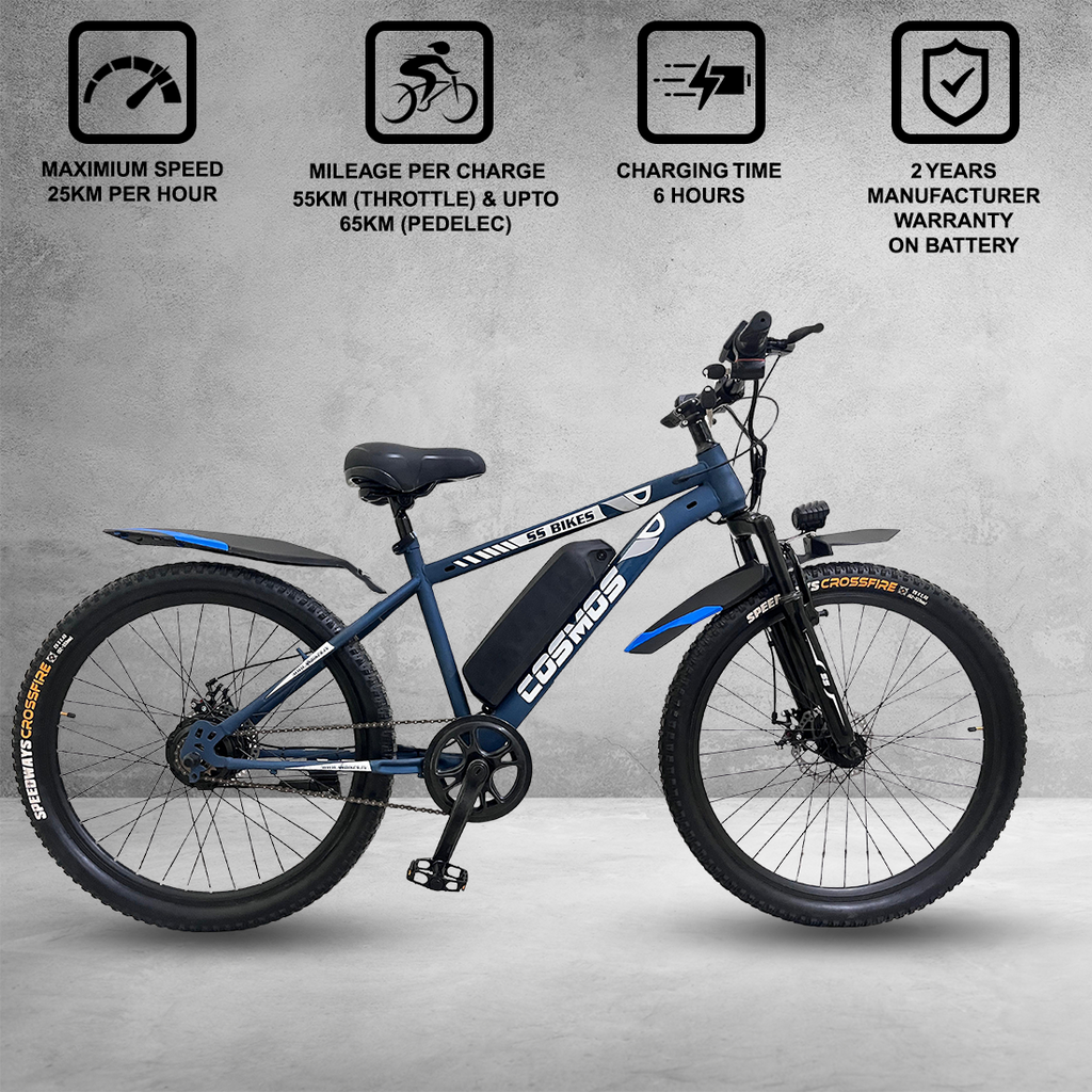 SS Bikes Cosmos Premium – 250W Motor | 35+ km Range | Dual Disc Brakes | 36V / 7.8Ah Battery