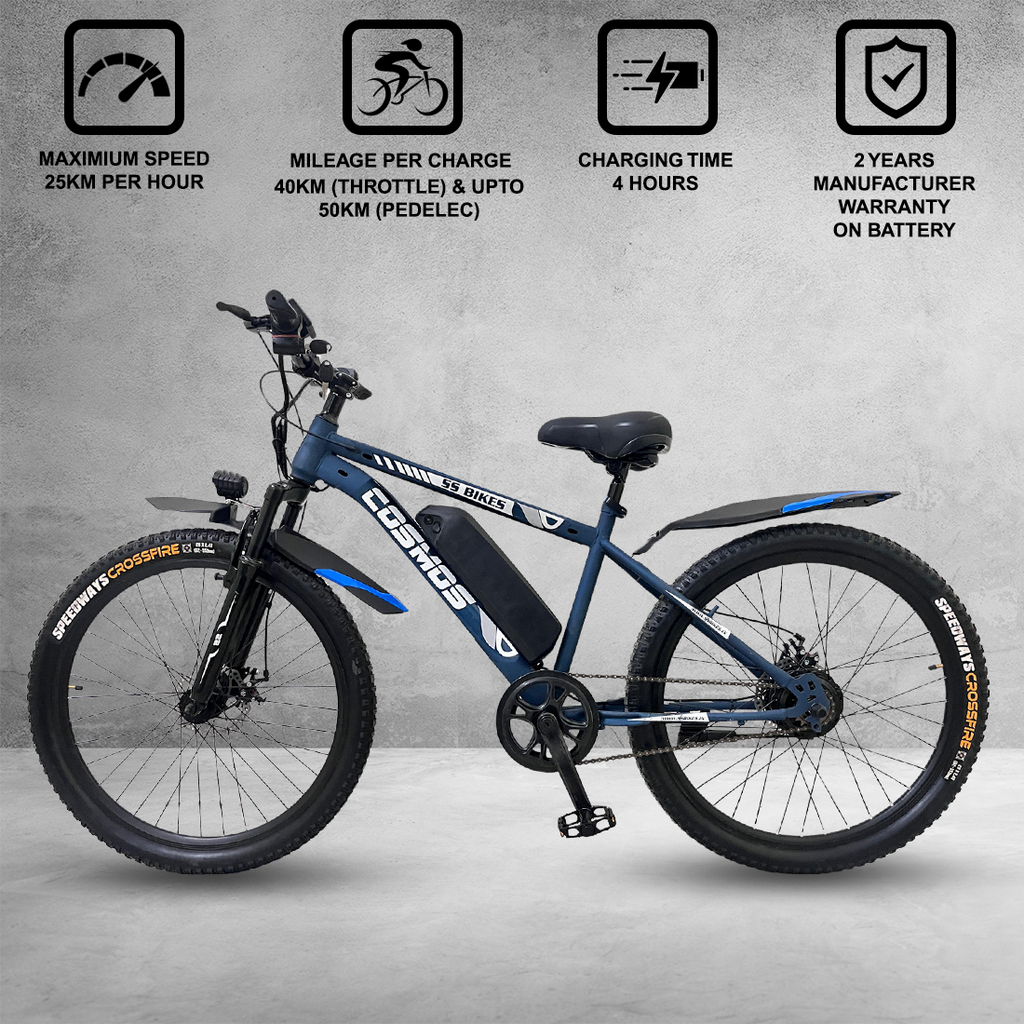 SS Bikes Cosmos Premium – 250W Motor | 35+ km Range | Dual Disc Brakes | 36V / 7.8Ah Battery