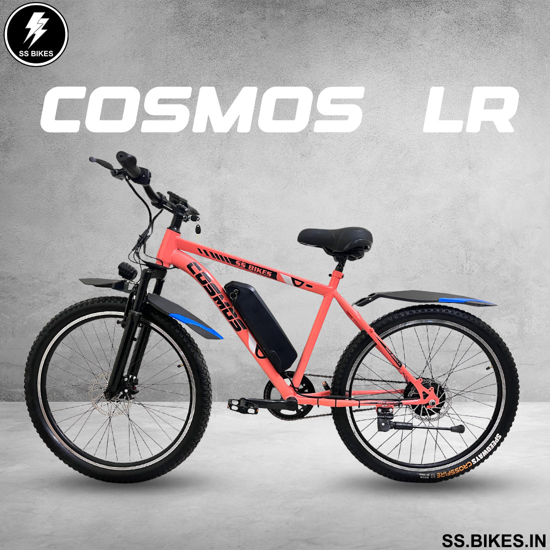 SS Bikes Cosmos LR – 250W BLDC Motor | 65+ km Range | Dual Disc Brakes | 36V/10Ah Battery