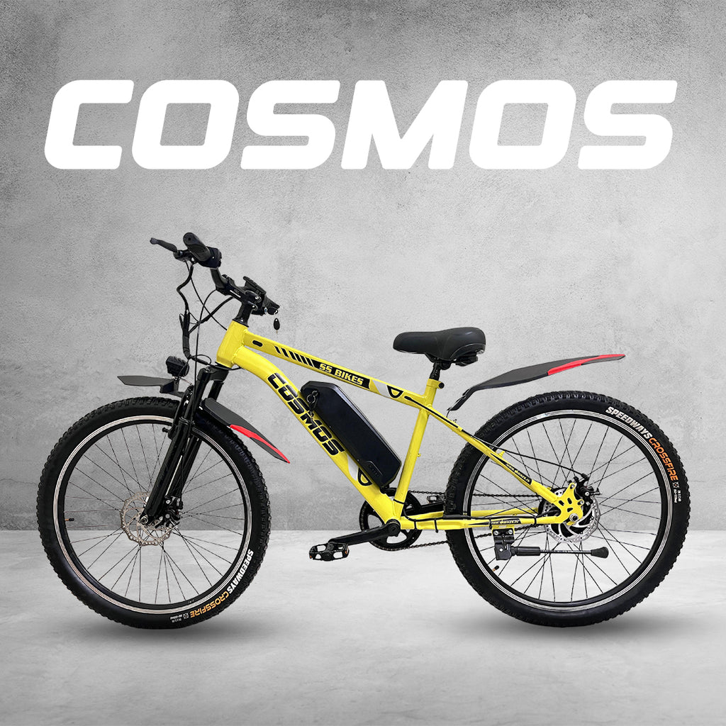 SS Bikes Cosmos Classic Electric Bicycle for Adults | 250W BLDC Motor, 36V/5.8Ah Battery, 20+ Km Range, Dual Disc Brakes, MTB-Style Unisex Frame, 26- Inch Tyres E-Bike for Men & Women