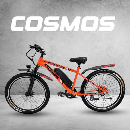SS Bikes Cosmos Classic Electric Bicycle for Adults | 250W BLDC Motor, 36V/5.8Ah Battery, Upto 50 Km Range, Dual Disc Brakes, MTB-Style Unisex Frame, 26- Inch Tyres E-Bike for Men & Women
