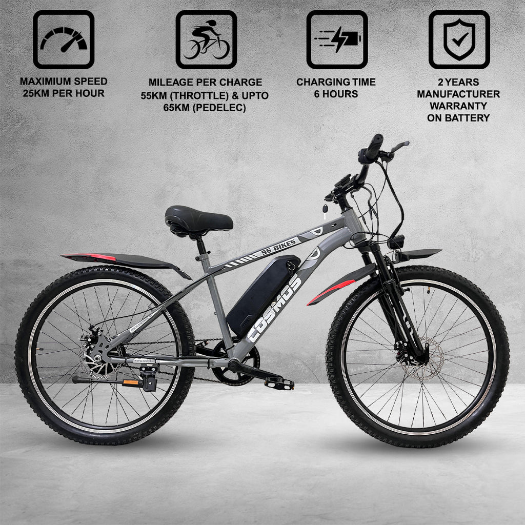 SS Bikes Cosmos Premium – 250W Motor | 35+ km Range | Dual Disc Brakes | 36V / 7.8Ah Battery