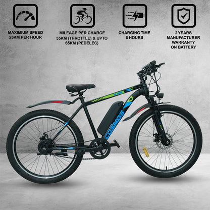 SS Bikes Cosmos LR – 250W Motor | Upto 65 km Range | Dual Disc Brakes | 36V Battery