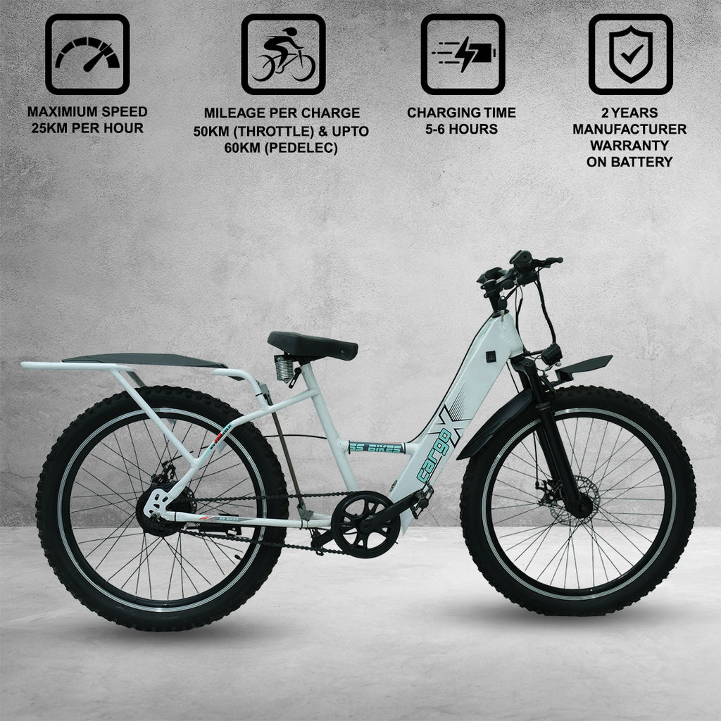 SS Bikes CargoX – 350W Motor | 35-100+ km Range | 36V Battery | Ideal for Delivery