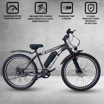 SS Bikes Cosmos LR – 250W Motor | Upto 65 km Range | Dual Disc Brakes | 36V Battery