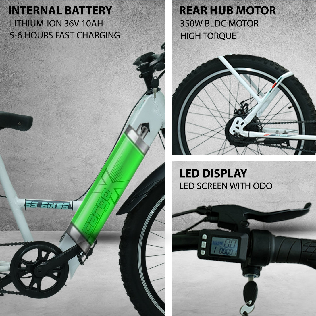 SS Bikes CargoX – 350W Motor | 35-100+ km Range | 36V Battery | Ideal for Delivery