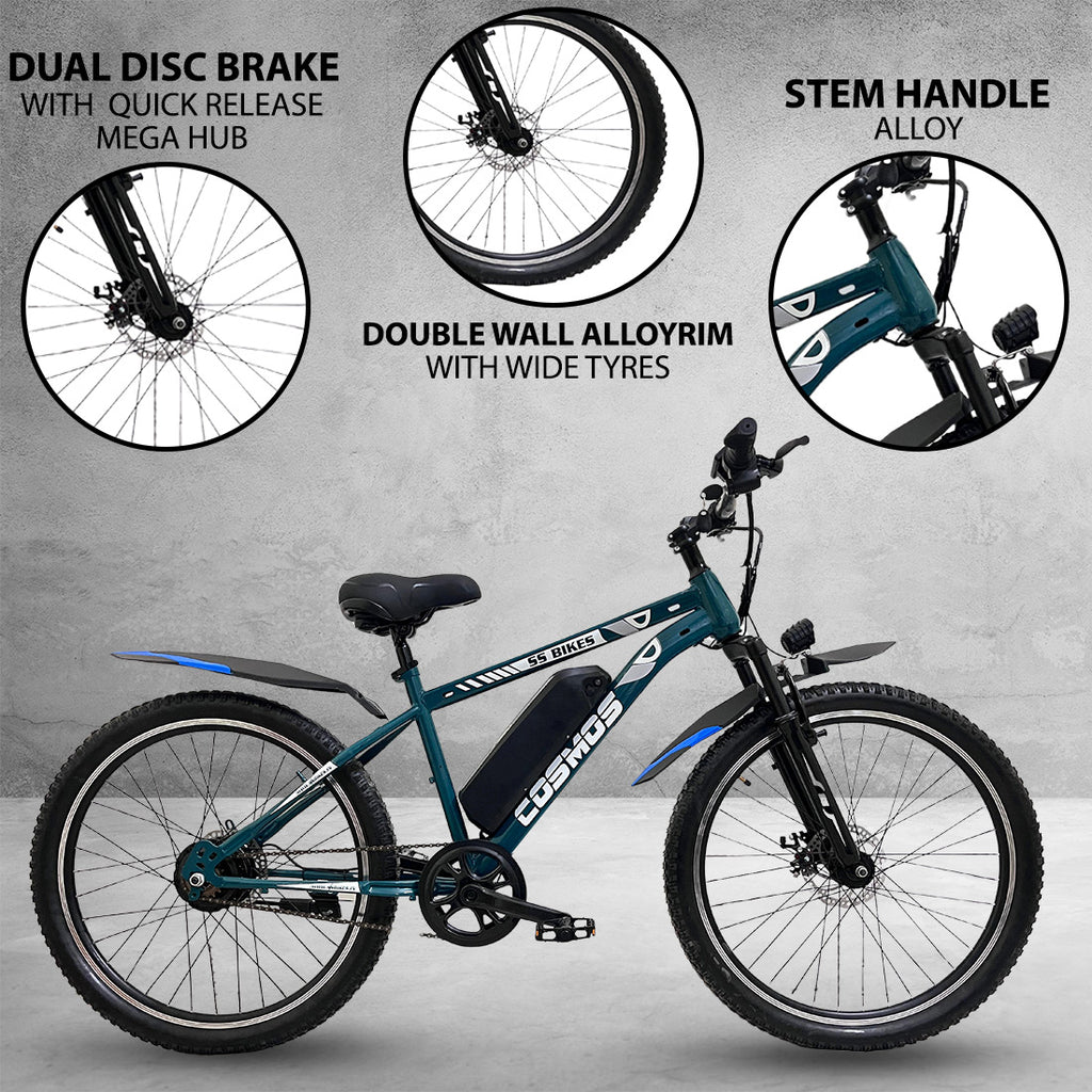 SS Bikes Cosmos Premium – 250W Motor | 35+ km Range | Dual Disc Brakes | 36V / 7.8Ah Battery