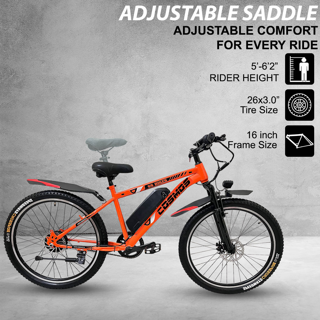 SS Bikes Cosmos LR – 250W Motor | Upto 65 km Range | Dual Disc Brakes | 36V Battery