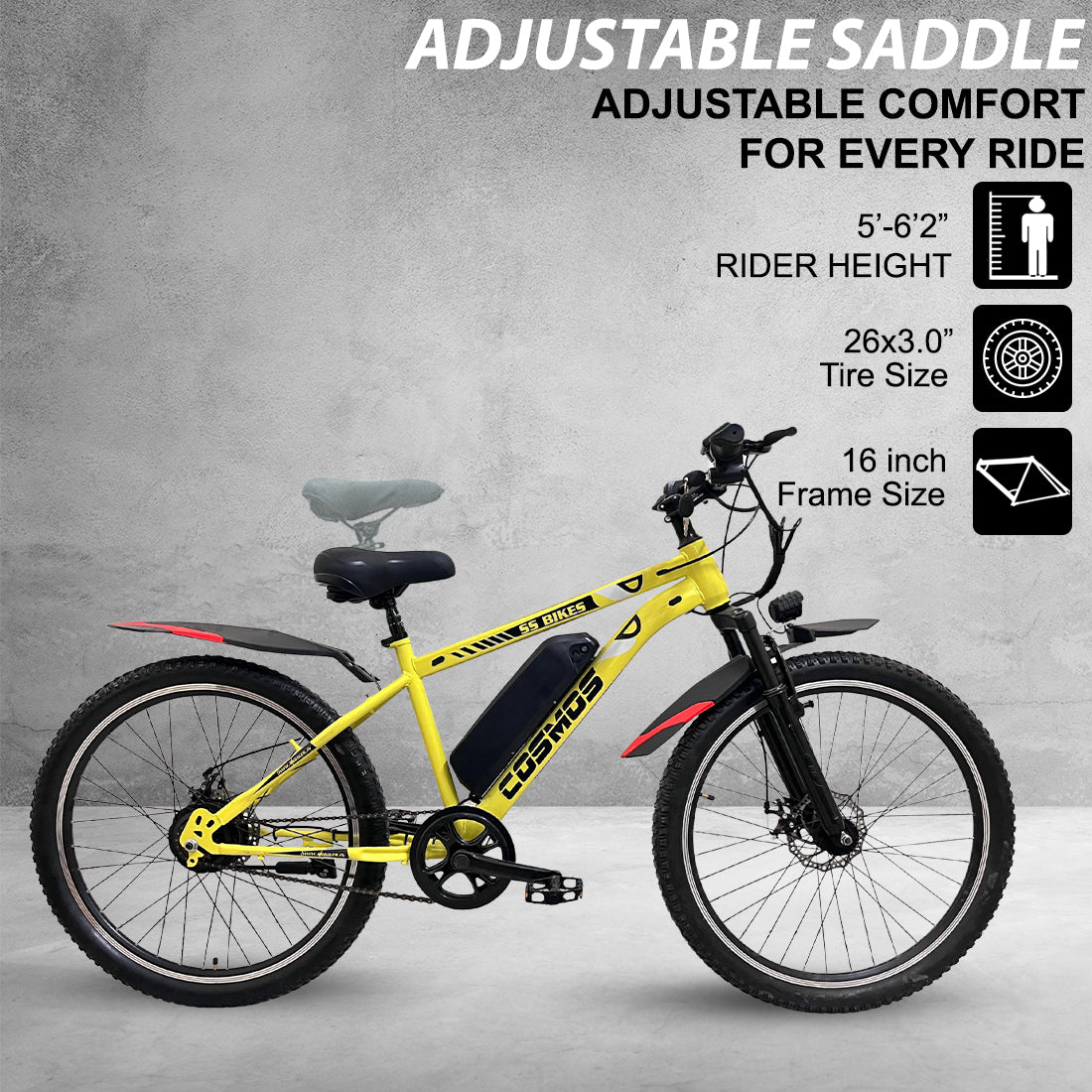 SS Bikes Cosmos Premium – 250W Motor | 35+ km Range | Dual Disc Brakes | 36V / 7.8Ah Battery