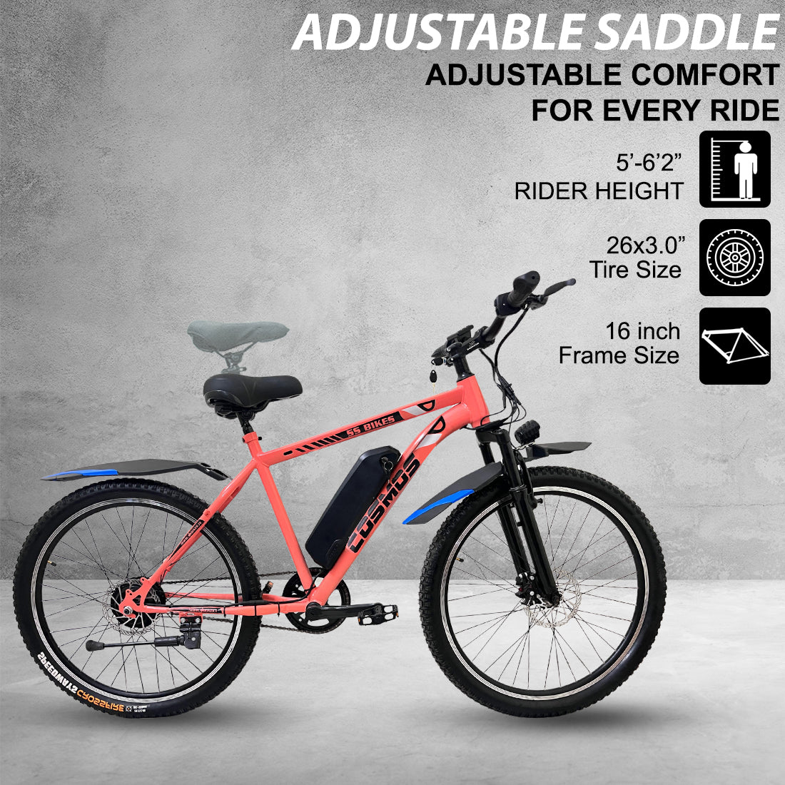 SS Bikes Cosmos Premium – 250W Motor | 35+ km Range | Dual Disc Brakes | 36V / 7.8Ah Battery