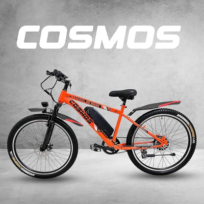 SS Bikes Cosmos Classic Electric Bicycle for Adults | 250W BLDC Motor, 36V/5.8Ah Battery, Upto 50 Km Range, Dual Disc Brakes, MTB-Style Unisex Frame, 26- Inch Tyres E-Bike for Men & Women